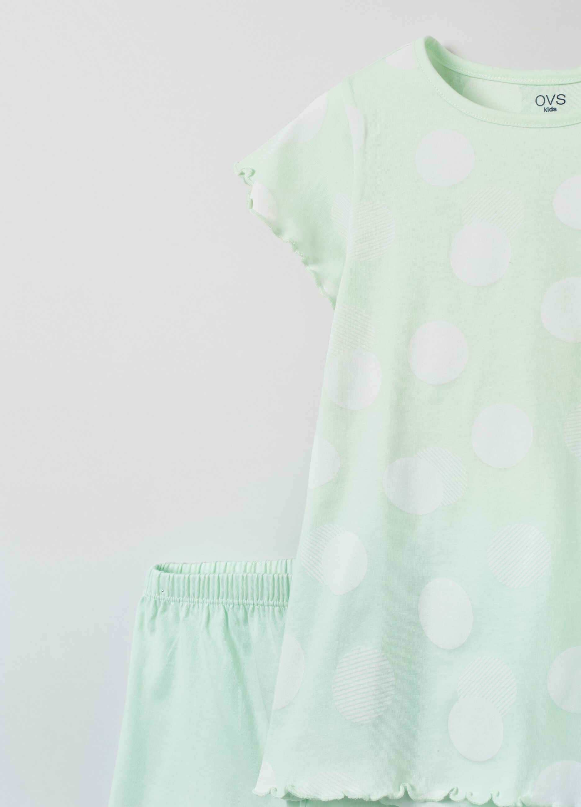 Short cotton pyjamas with circles pattern
