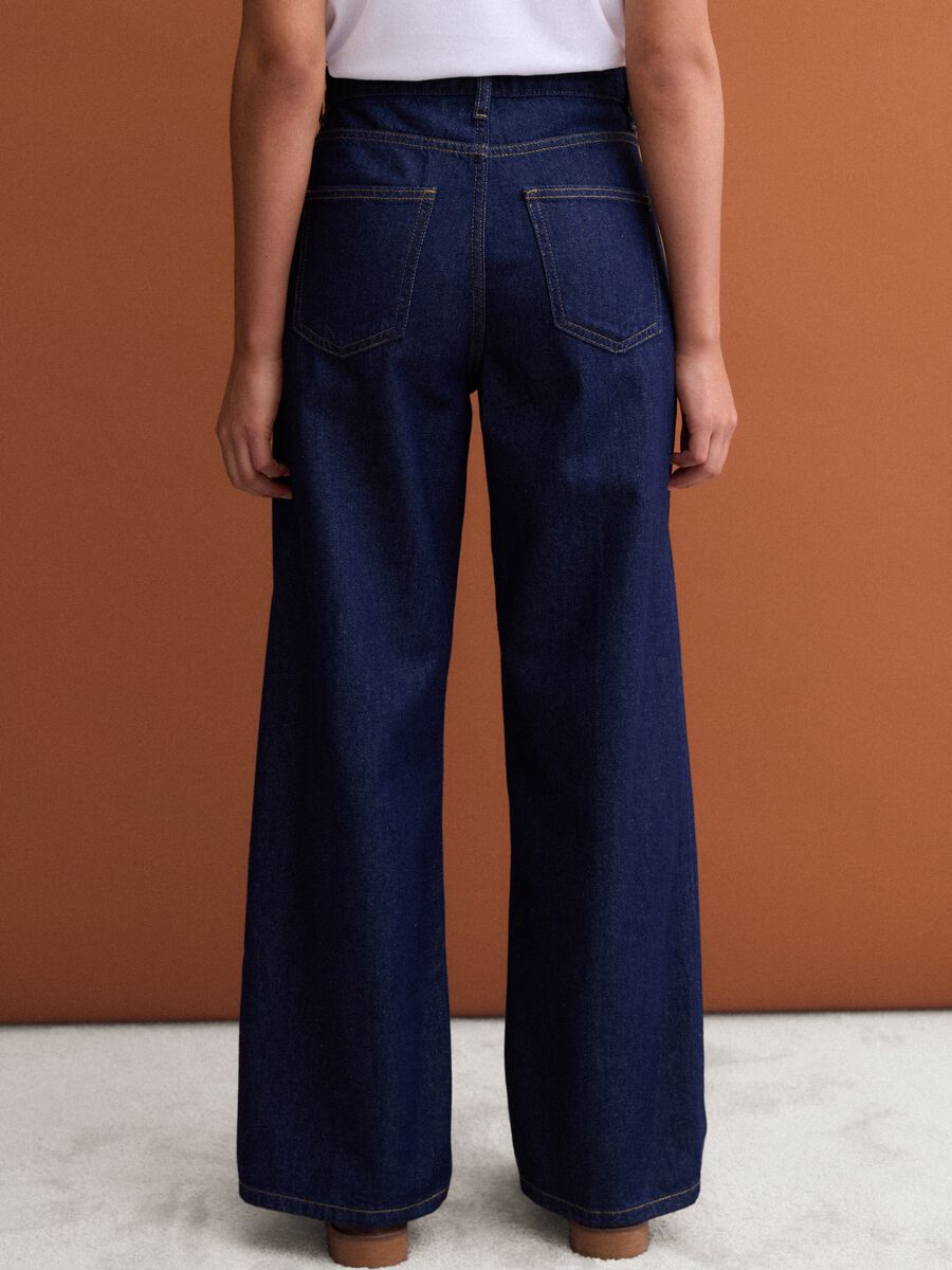 Blue denim straight-fit jeans in pure cotton_3