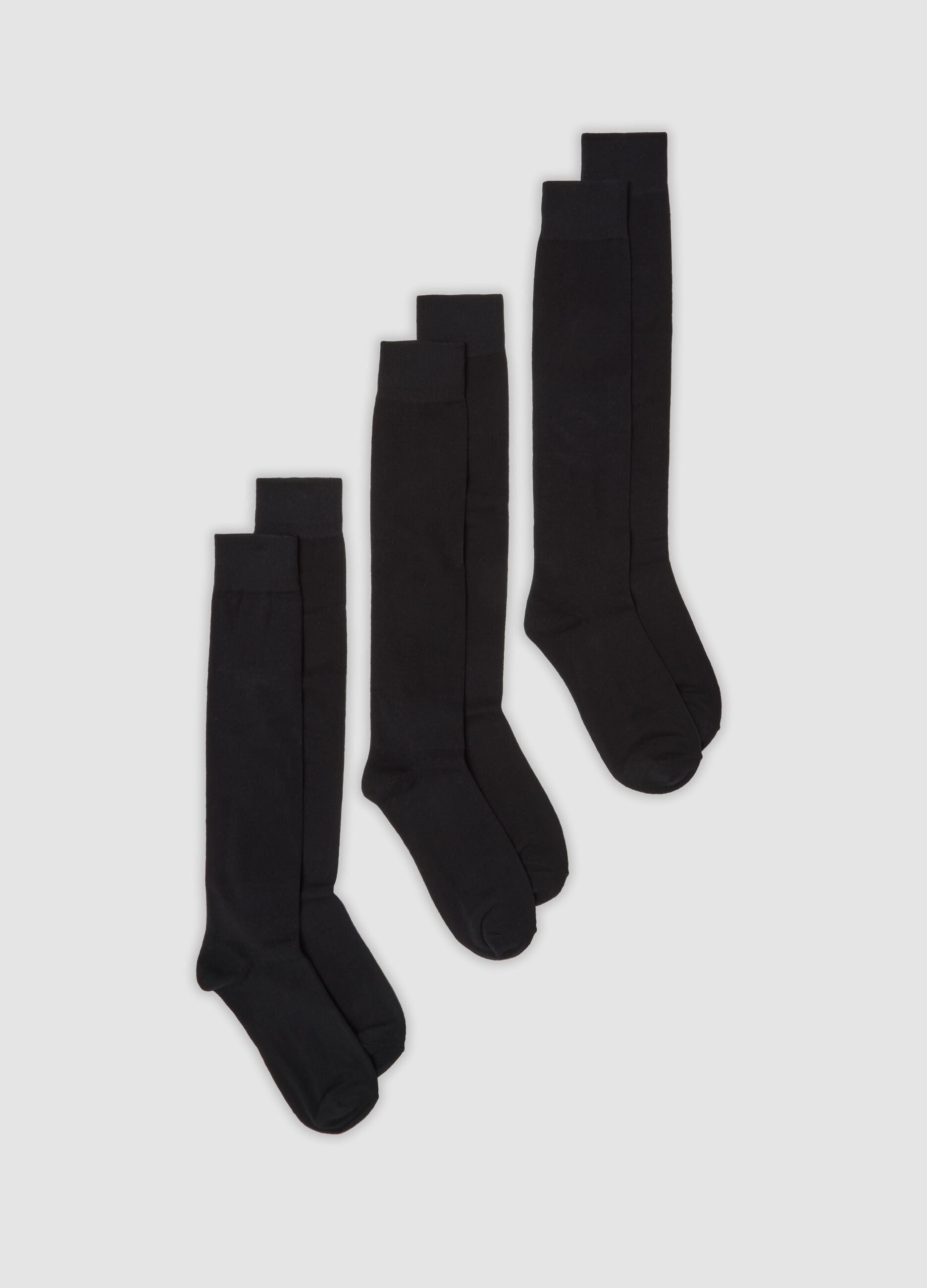 3-pack of long black socks in stretch organic cotton