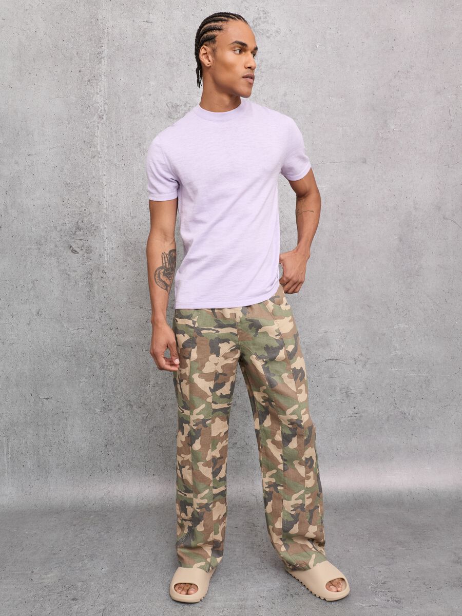 100% Linen Wide-Leg Camo Trousers_4