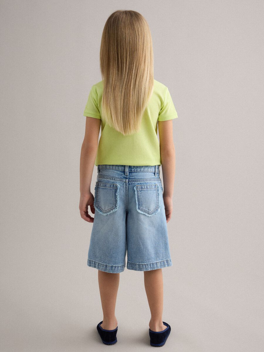 Girls' pure cotton denim blue shorts, regular fit_1