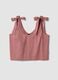 Pink stretch-cotton blouse with tie shoulder straps_4