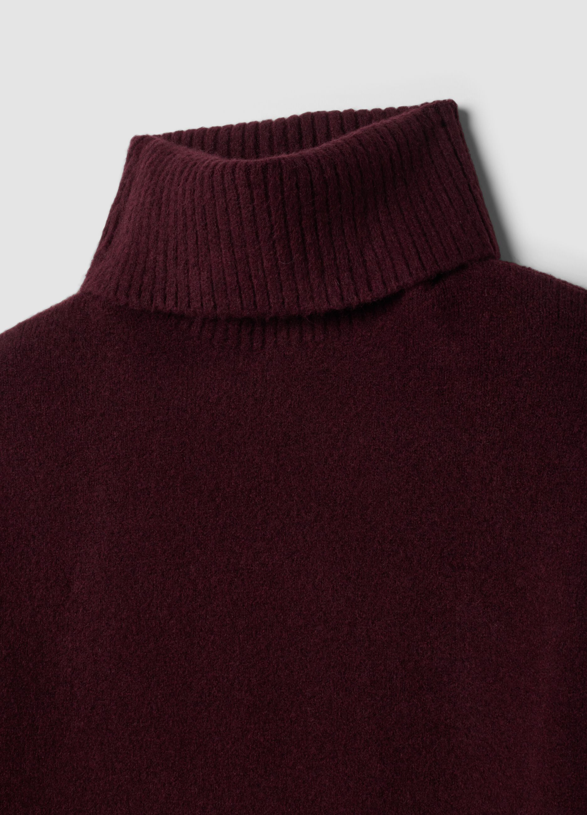 Purple stretch wool roll-neck dress