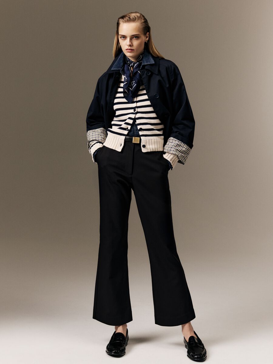 Black stretch regular fit trousers_1