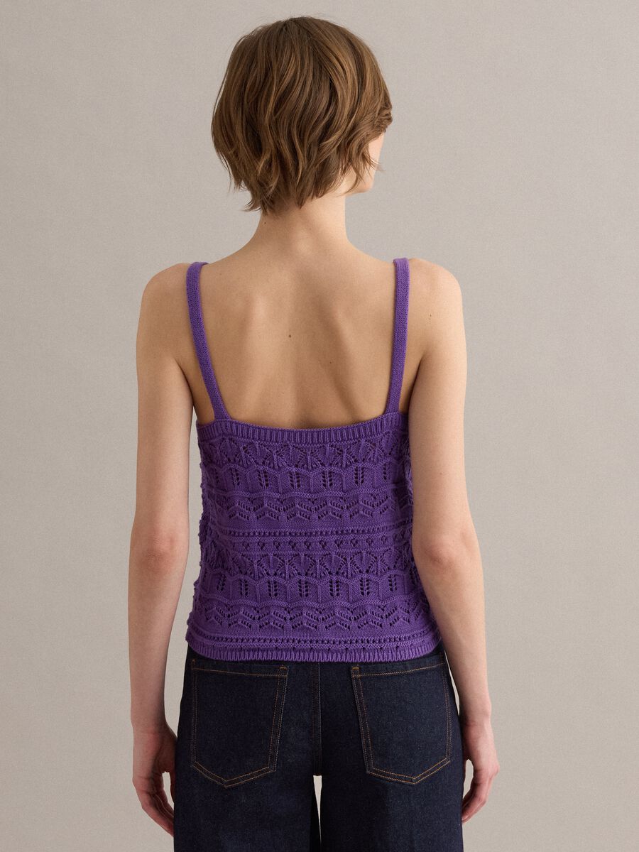 Purple pure cotton regular-fit knitted tank top_3