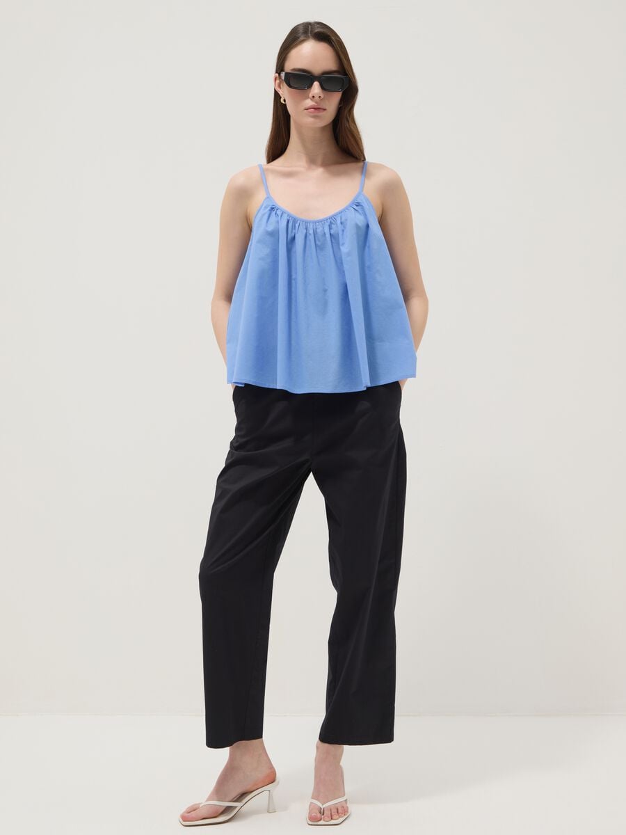 Blue pure cotton camisole with thin straps_2