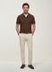 Beige Slim-Fit-Hose aus Stretch-Baumwolltwill_0