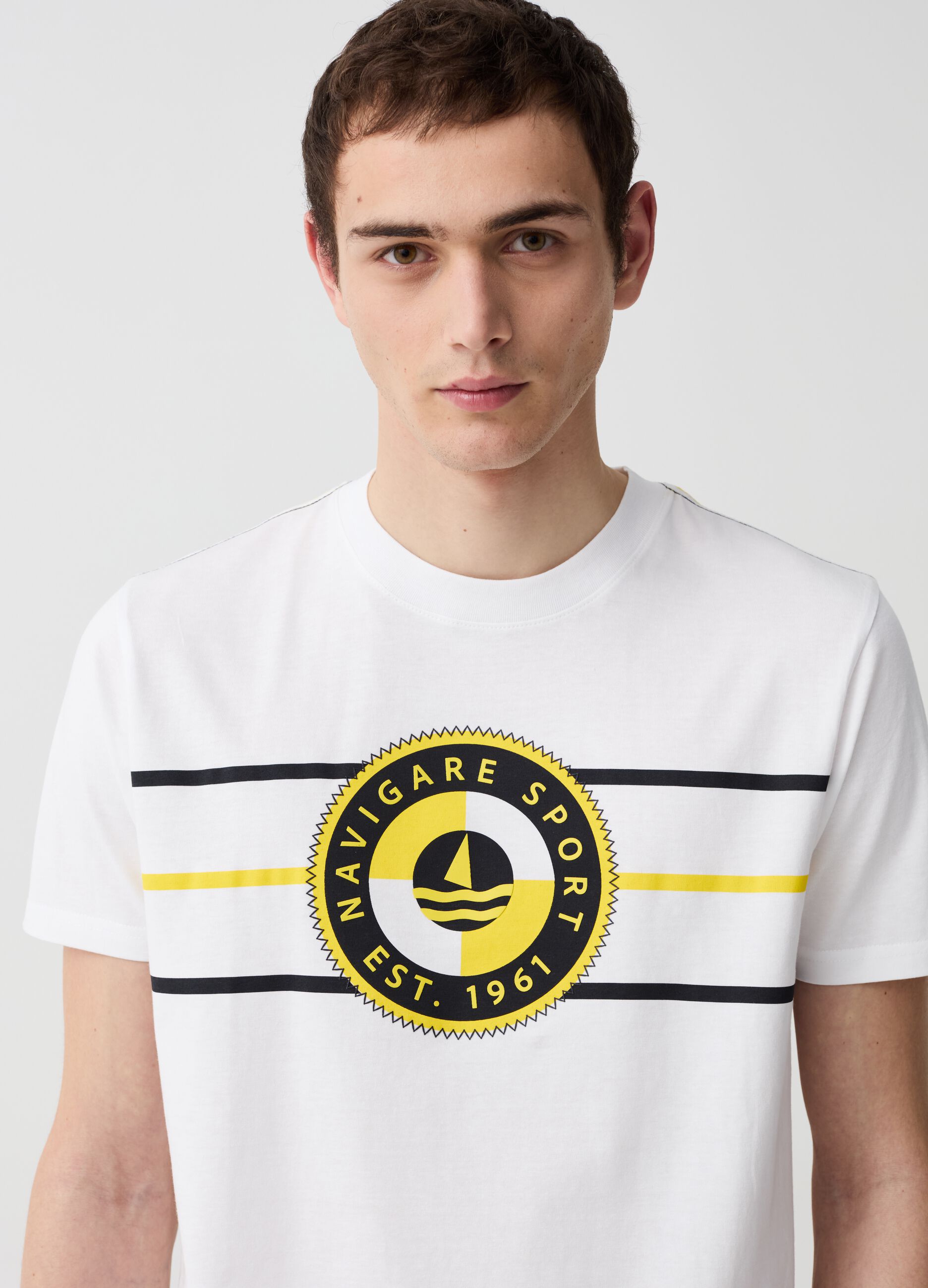 T-shirt a righe stampa Navigare Sport