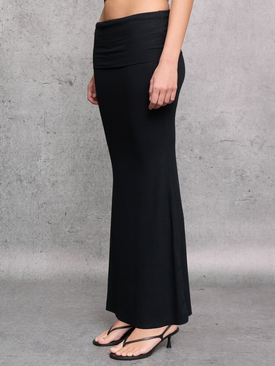 Black Foldover Long Skirt_1
