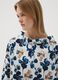 Blue stretch-cotton top with floral print_3