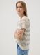 Beige stretch cotton T-shirt with openwork detailing_0