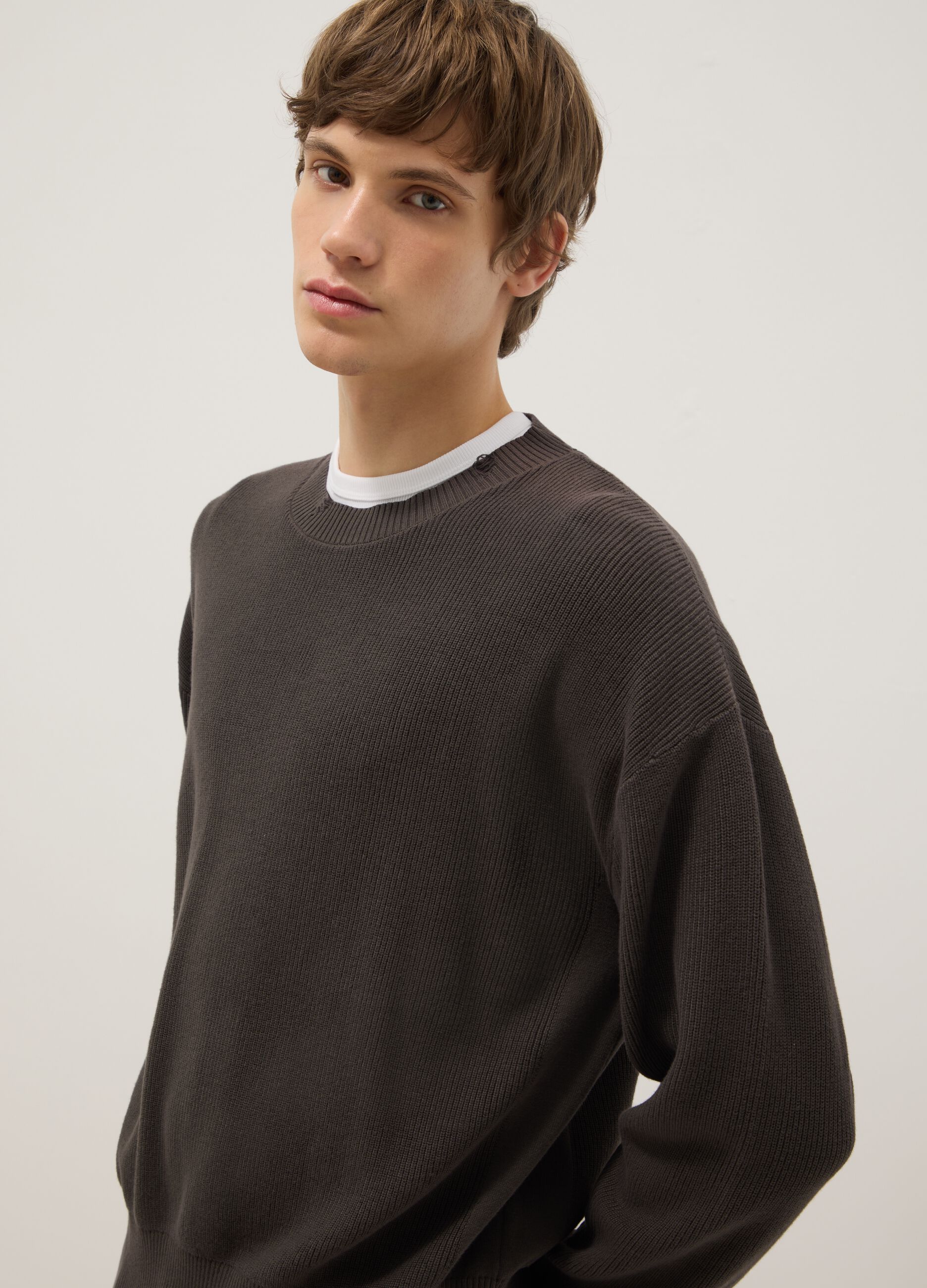 Brown pure cotton oversized sweater