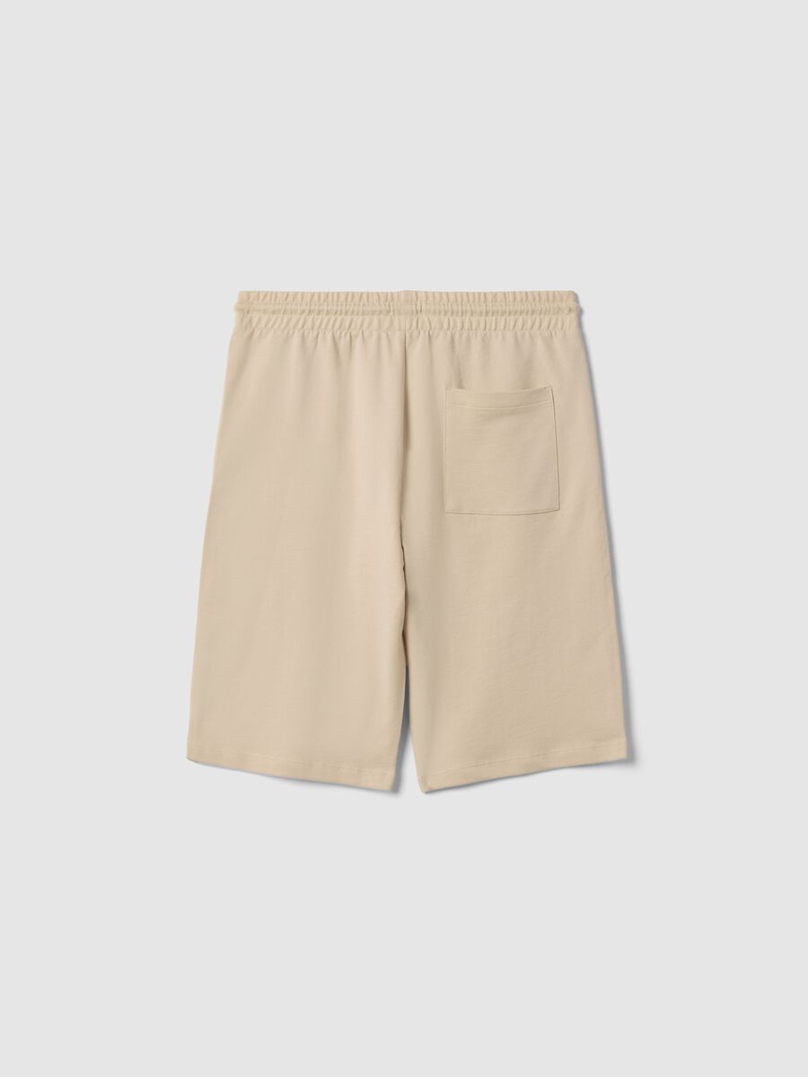 Boys' regular fit beige pure cotton shorts with print_1