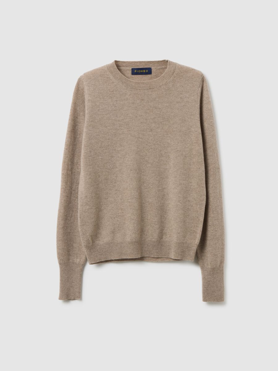 Beige crew-neck pure cashmere sweater regular fit_4