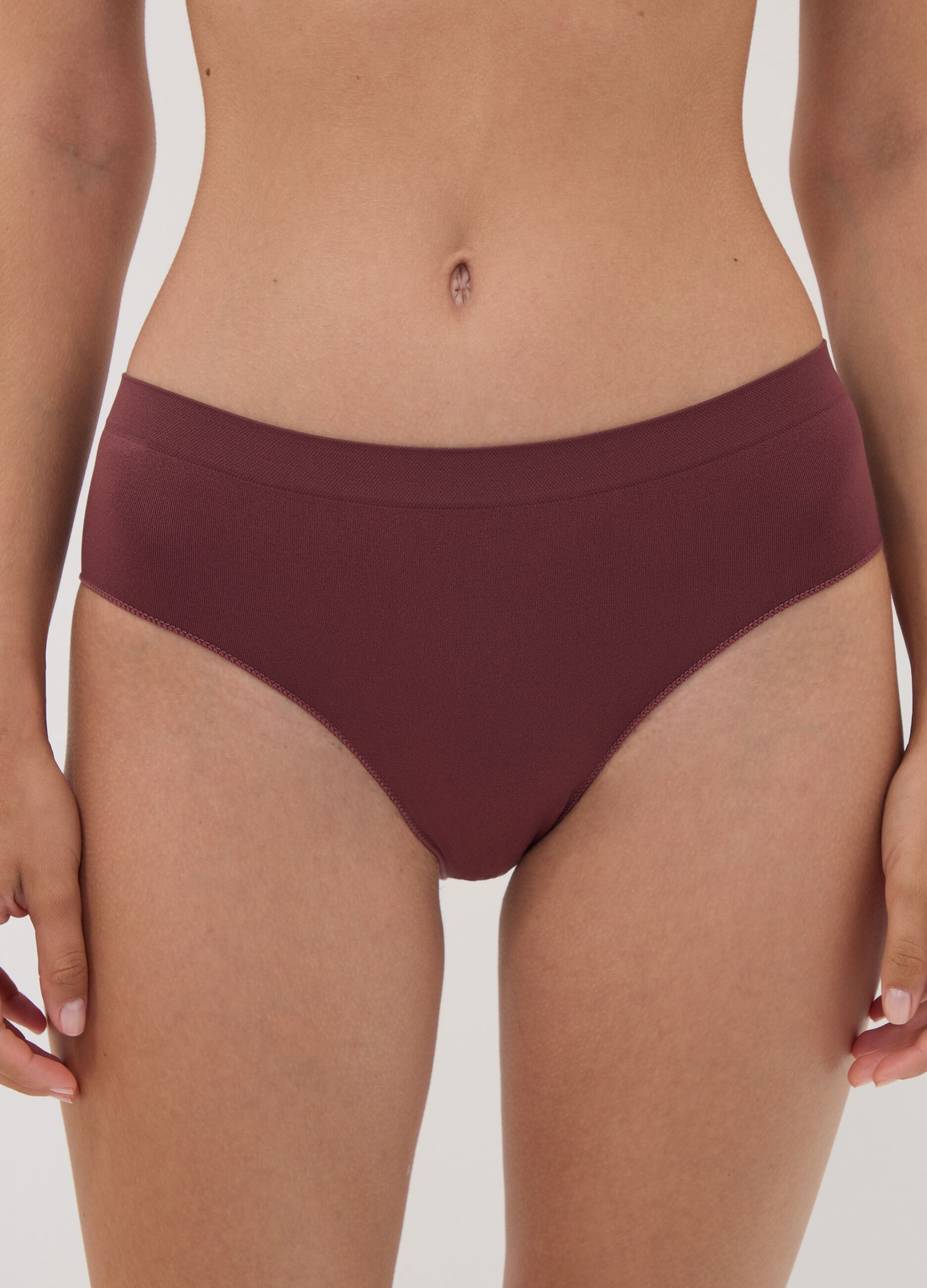 Brown stretch microfibre briefs