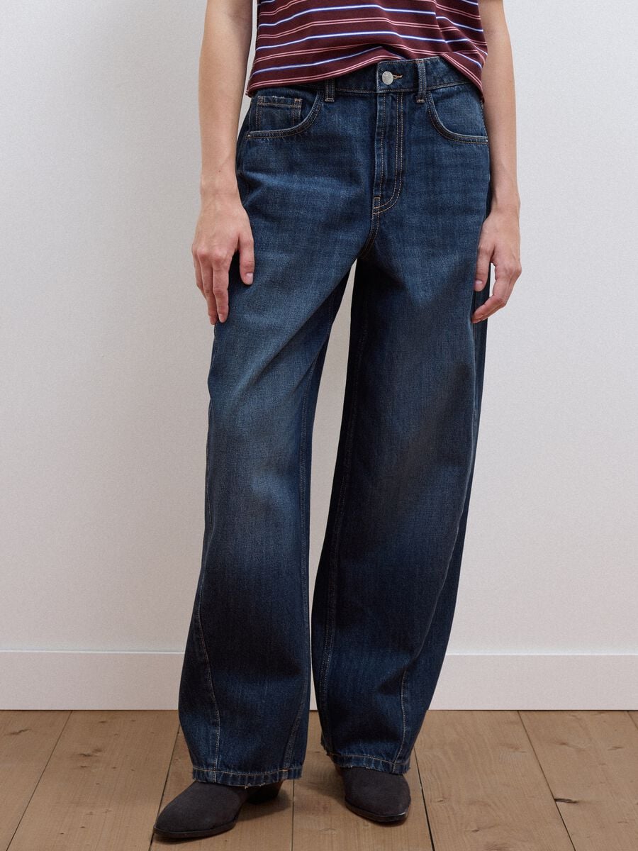 Blaue Balloon-Fit-Jeans aus reiner Baumwolle_1