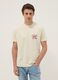 Beiges T-Shirt aus reinem Baumwolljersey mit Schriftzug, Regular Fit_0