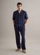 Blue short sleeve pure linen regular fit shirt with chest pocket_1
