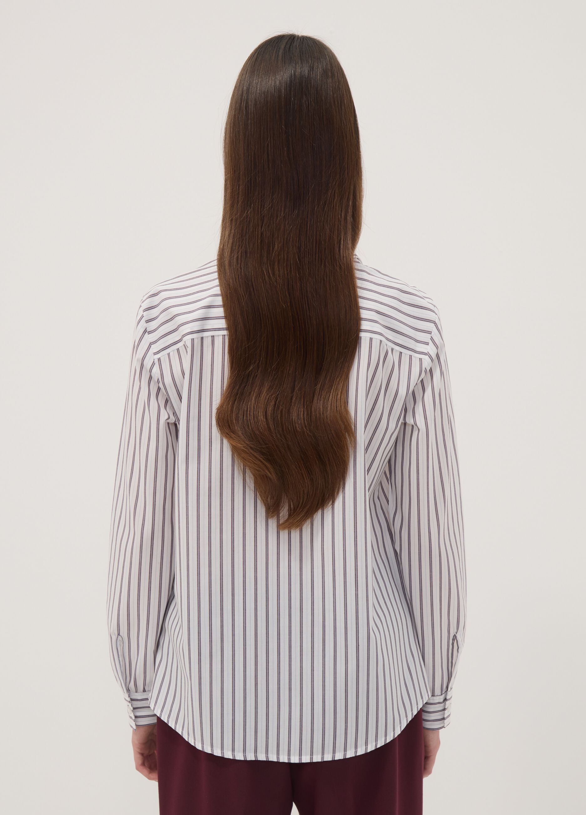 White striped long-sleeve slim-fit shirt