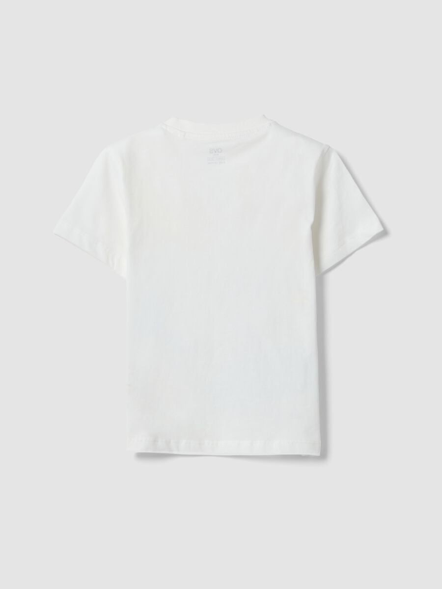 White pure cotton boys&rsquo; T-shirt with surf print, regular fit_1