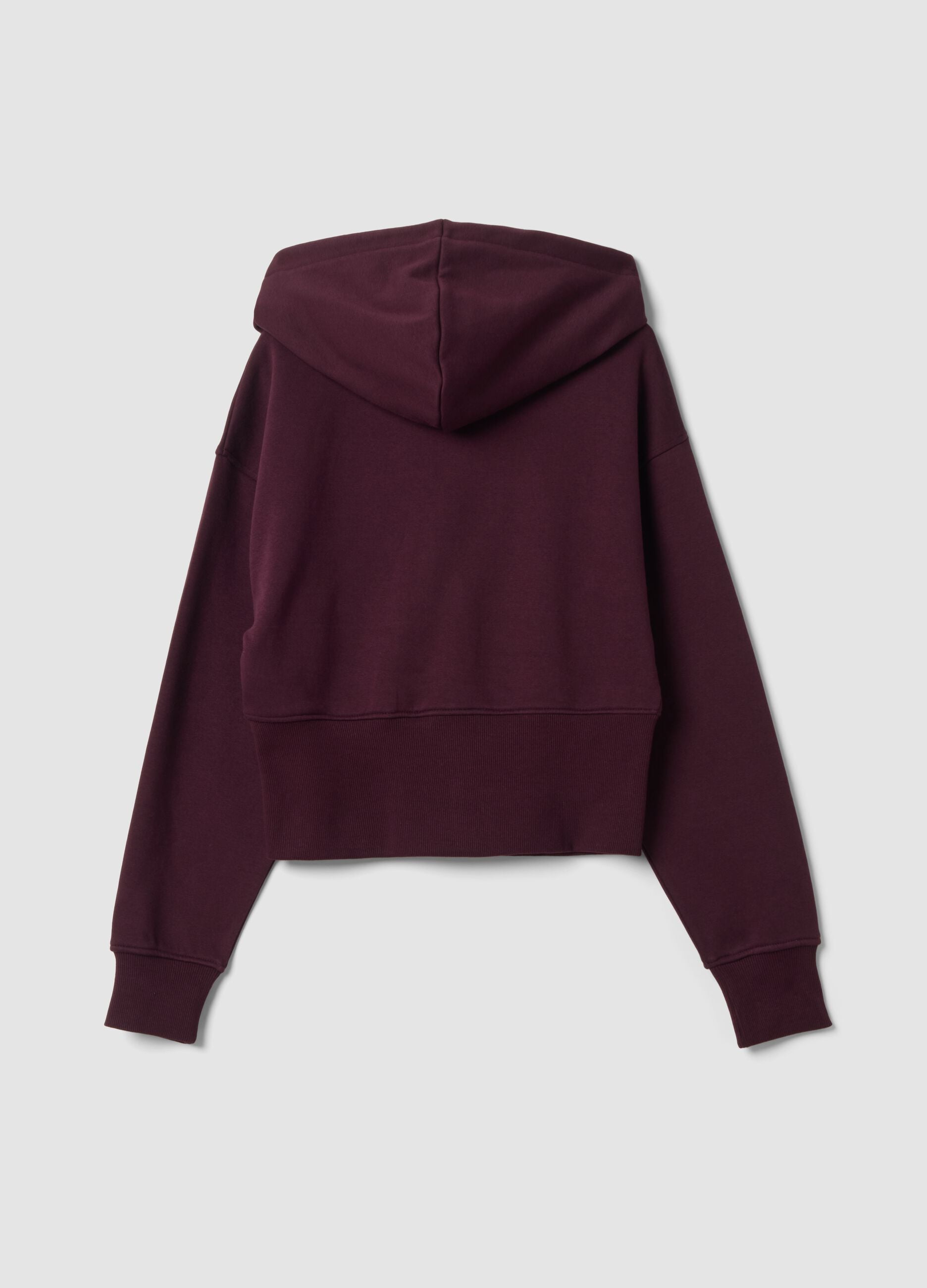Purple cotton-blend fitted hoodie