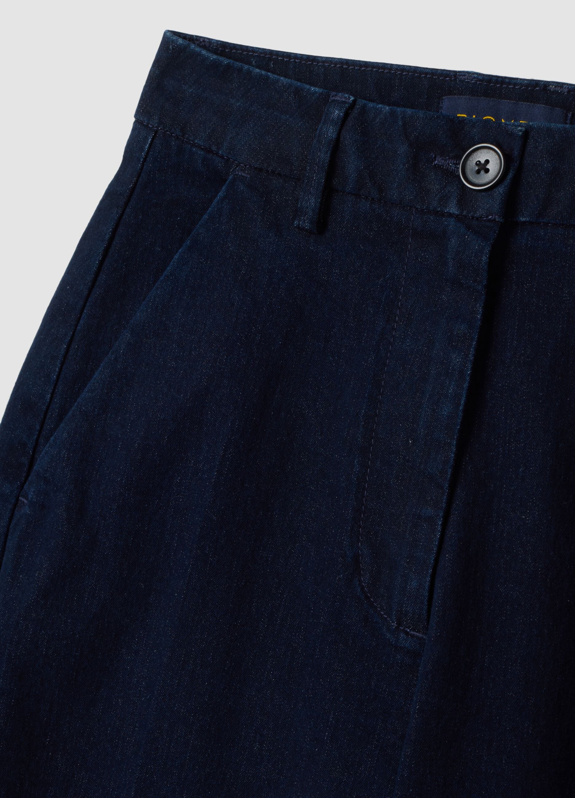 Jeans blu wide leg in cotone elasticizzato
