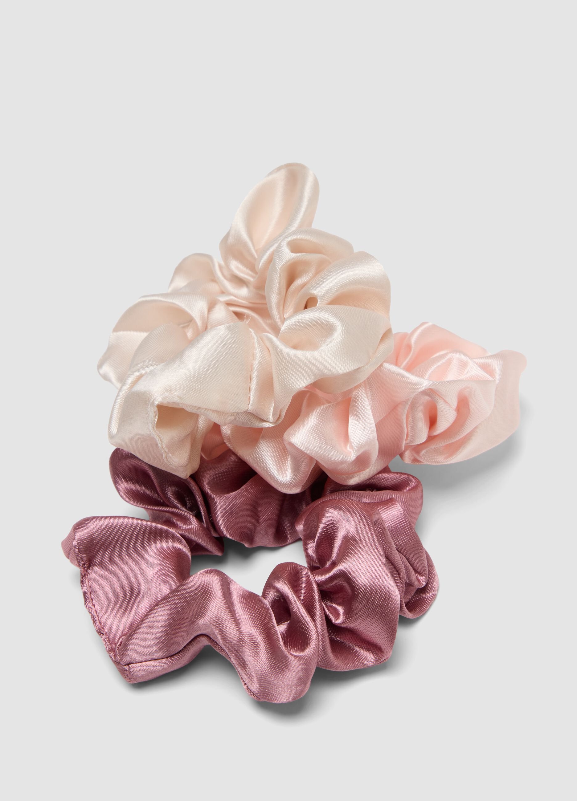SINCERELY HAIR Medium satin scrunchies 3-pack pink & mauve