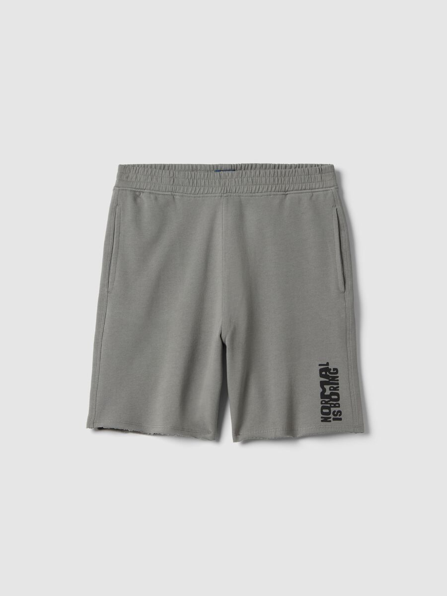 Oversize fit grey pure cotton shorts for boys_0
