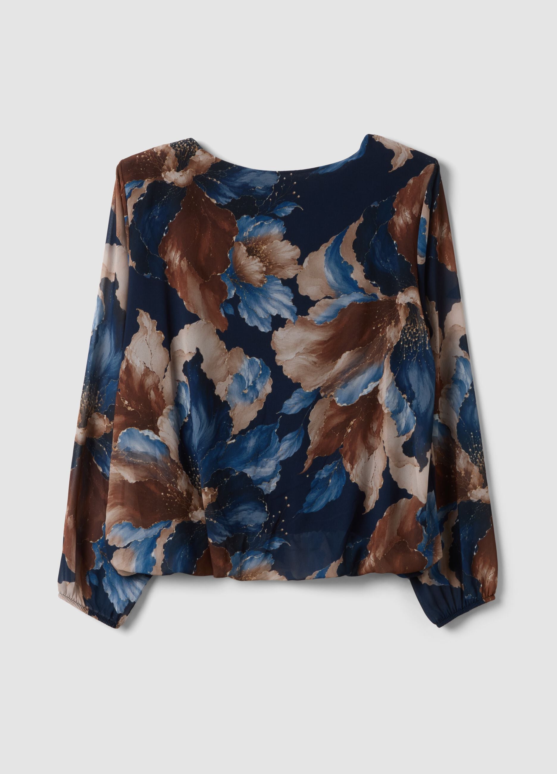 Mehrfarbige Bluse mit Blumenprint, Regular Fit