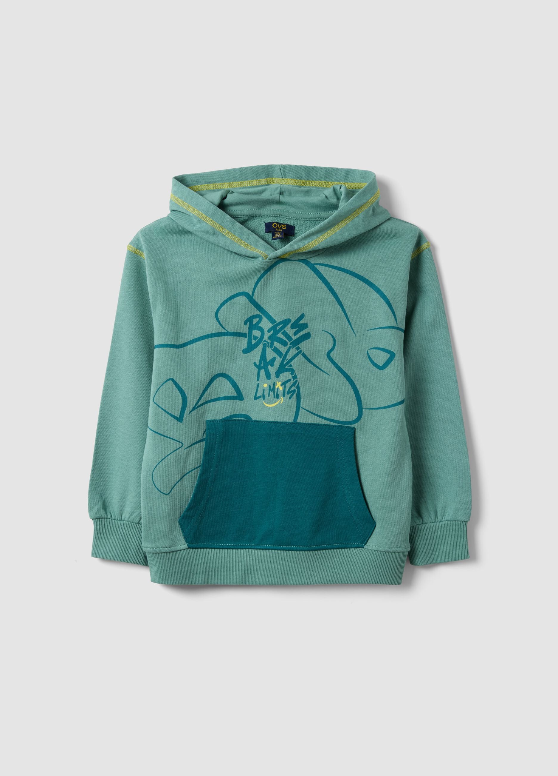 Gr&uuml;ner Oversize-Hoodie aus reiner Baumwolle f&uuml;r Jungen