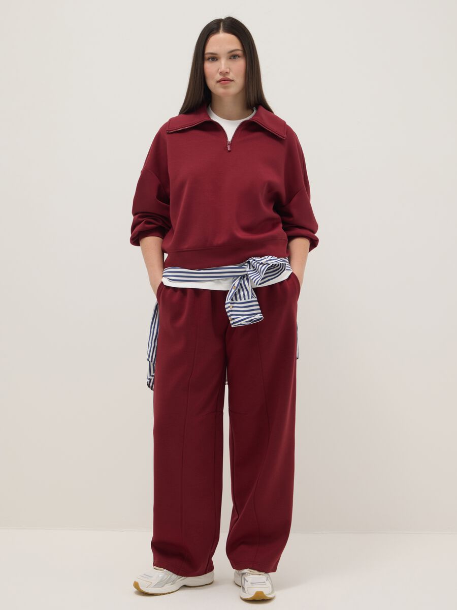 Cal&ccedil;as vermelhas de algod&atilde;o el&aacute;stico com ajuste relaxado_0