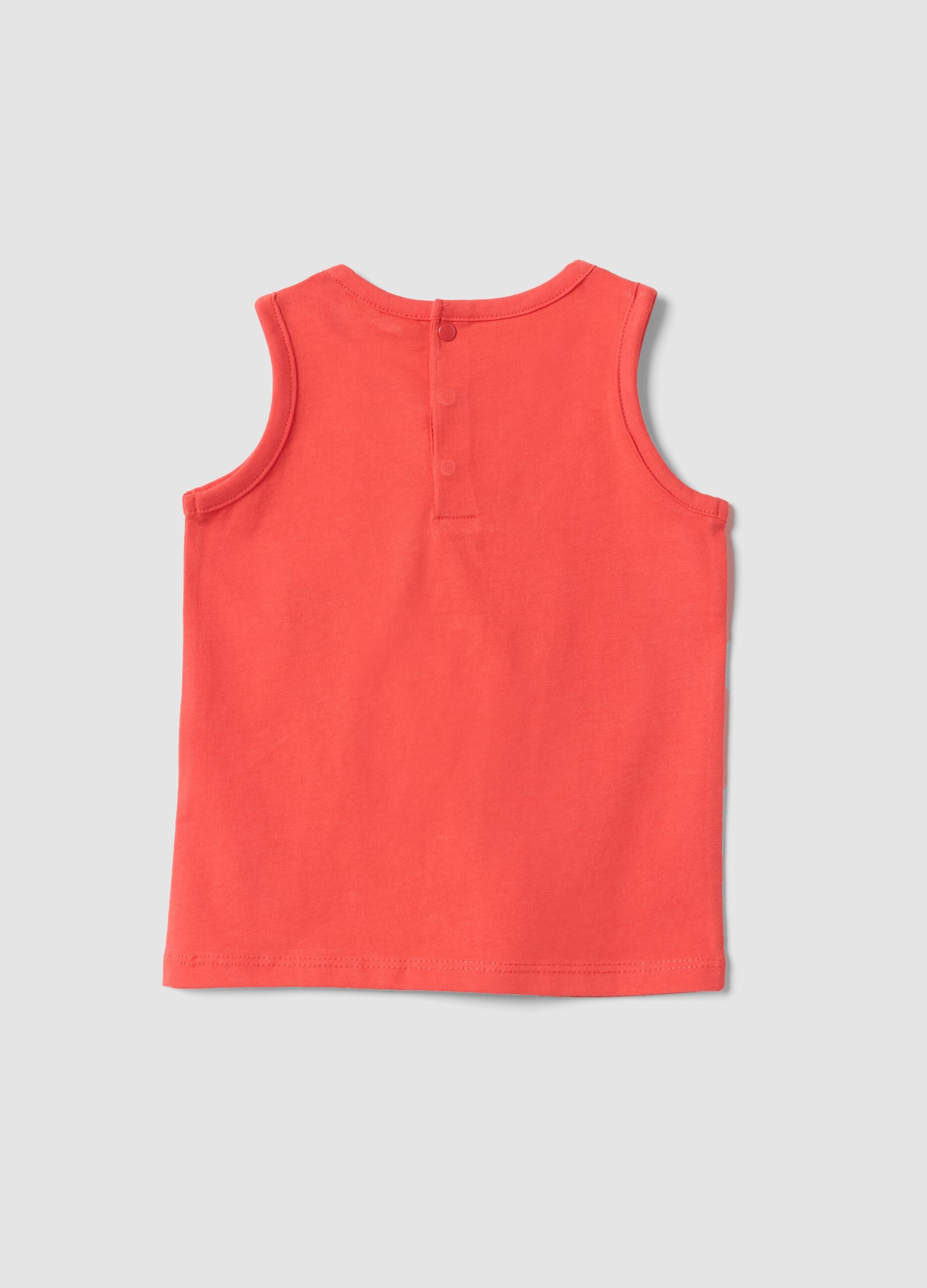 Rotes Tanktop aus reiner Baumwolle mit Print