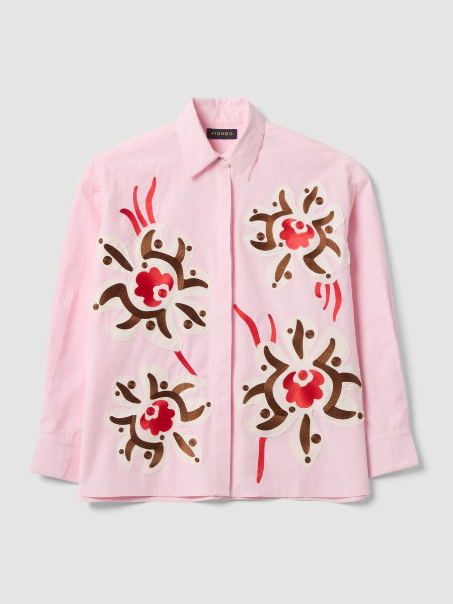 Rosa Hemd aus Popeline aus reiner Baumwolle mit Floral-Print, Regular Fit_4