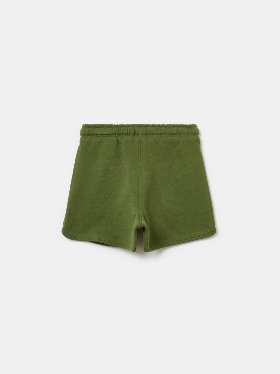 Fleece Bermuda shorts with pockets and drawstring_1