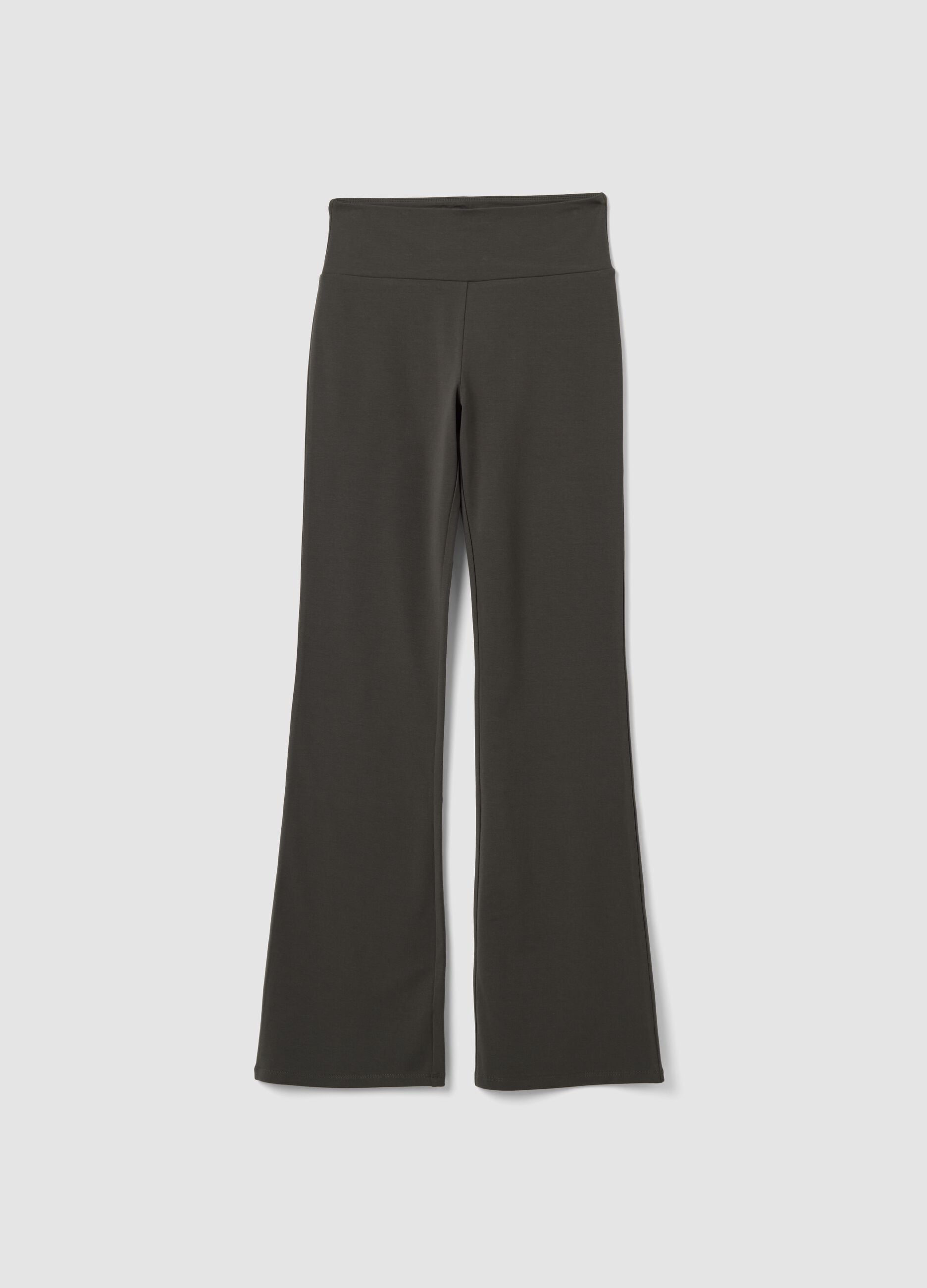 Grey flare trousers in stretch cotton