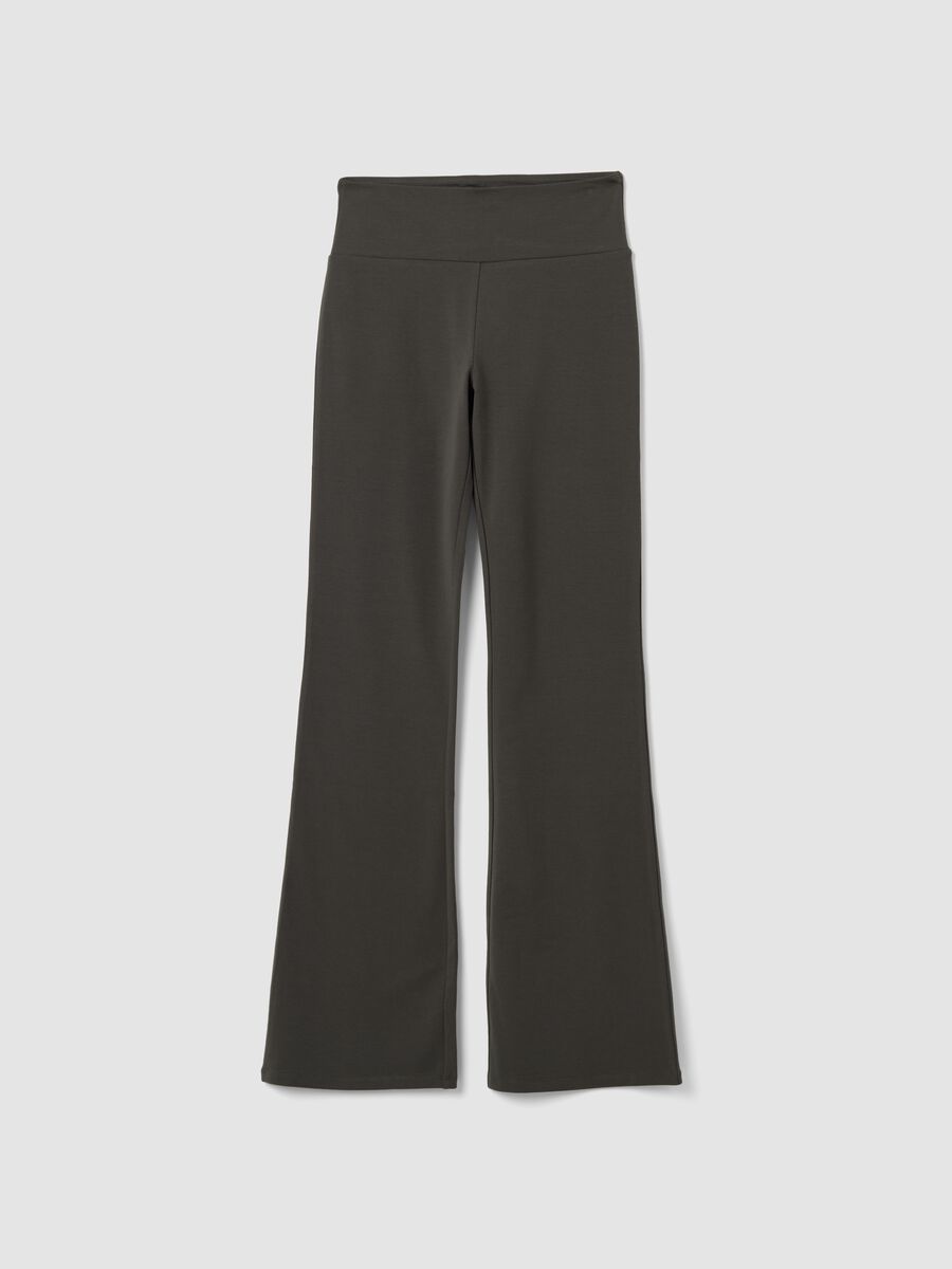 Grey flare trousers in stretch cotton_4