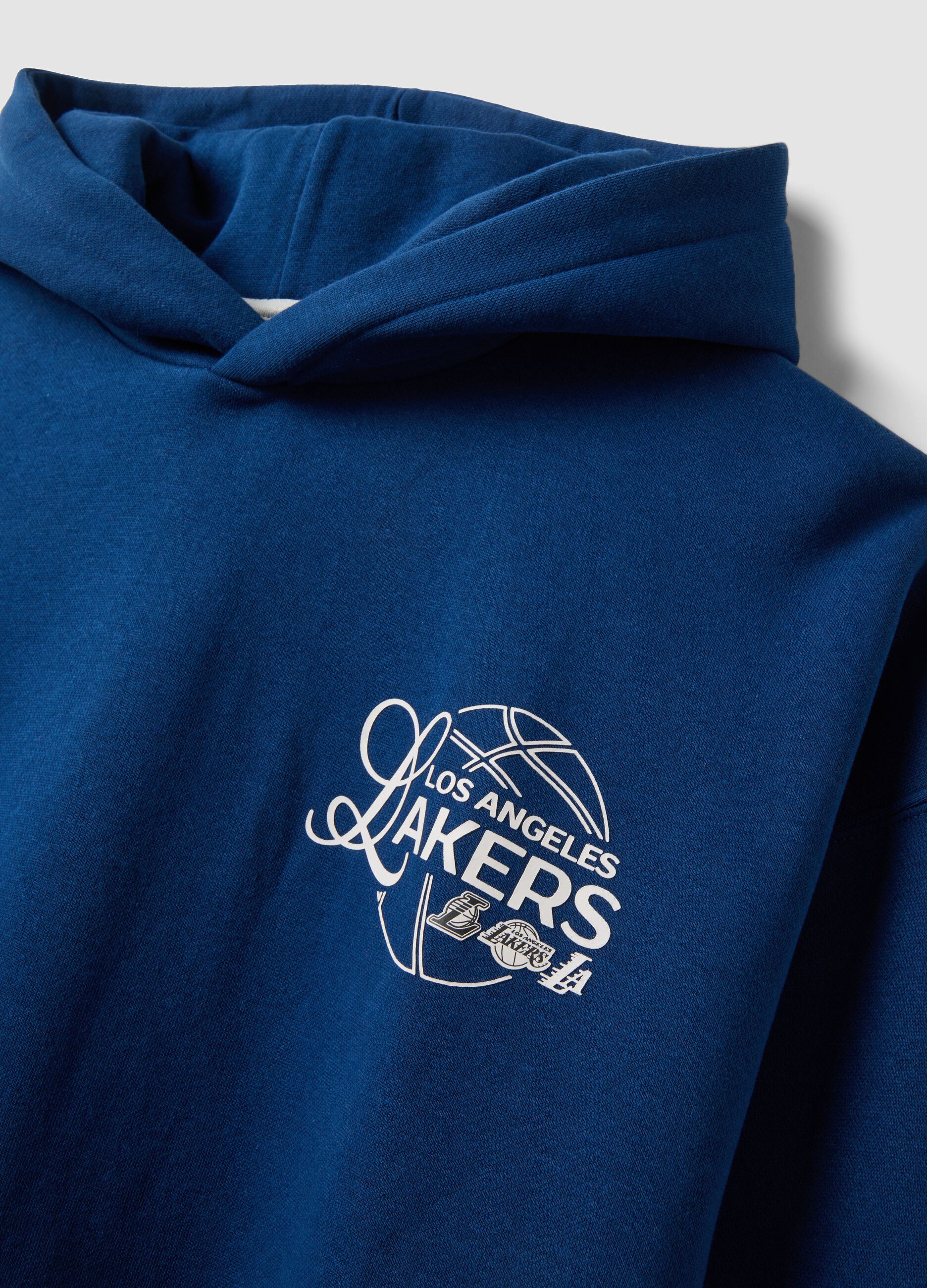 Sweatshirt azul com capuz em mistura de algod&atilde;o com estampado Lakers