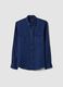 Blue regular-fit pure linen shirt with double pocket_5
