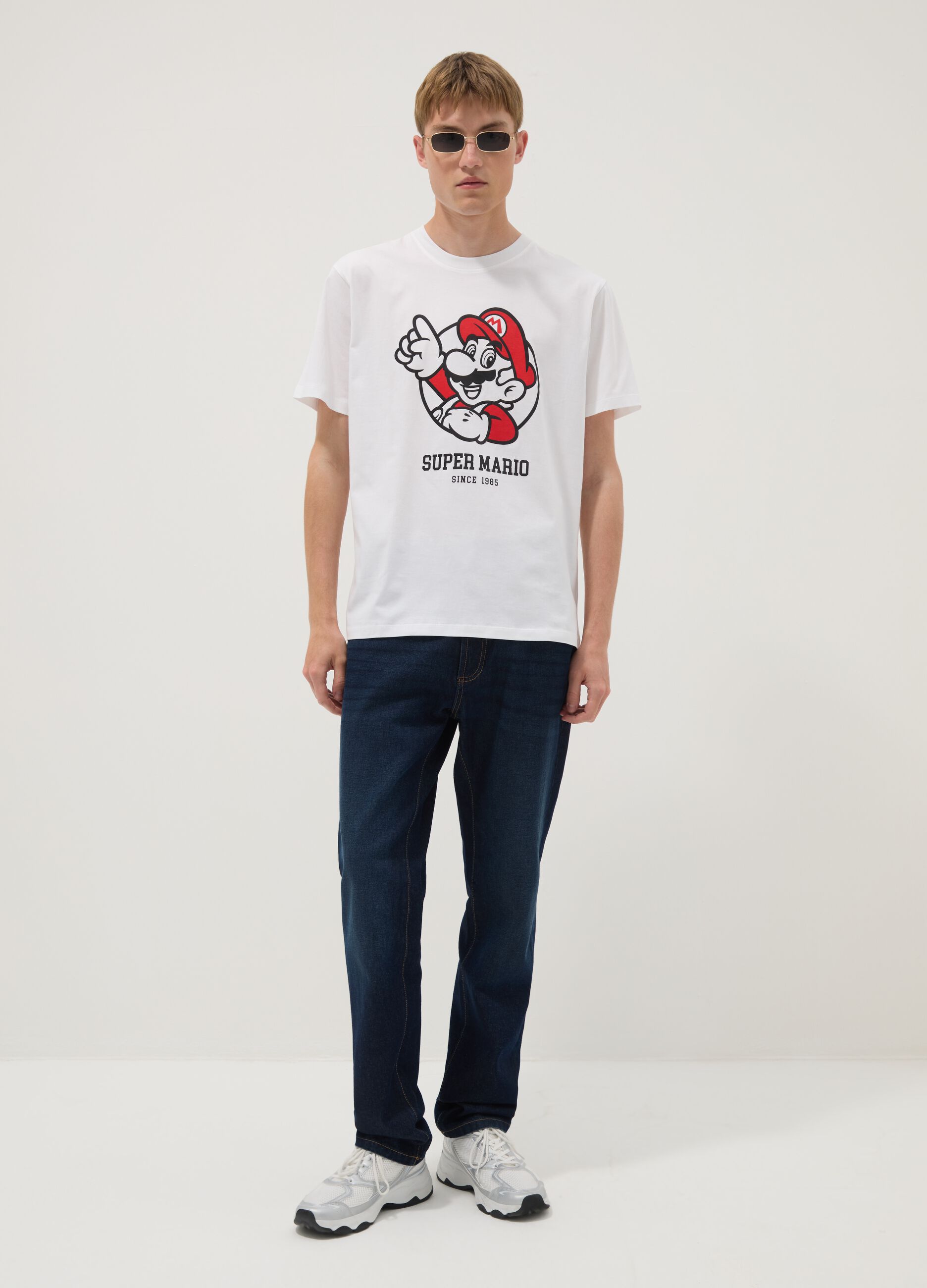 White short-sleeved pure cotton regular-fit T-shirt