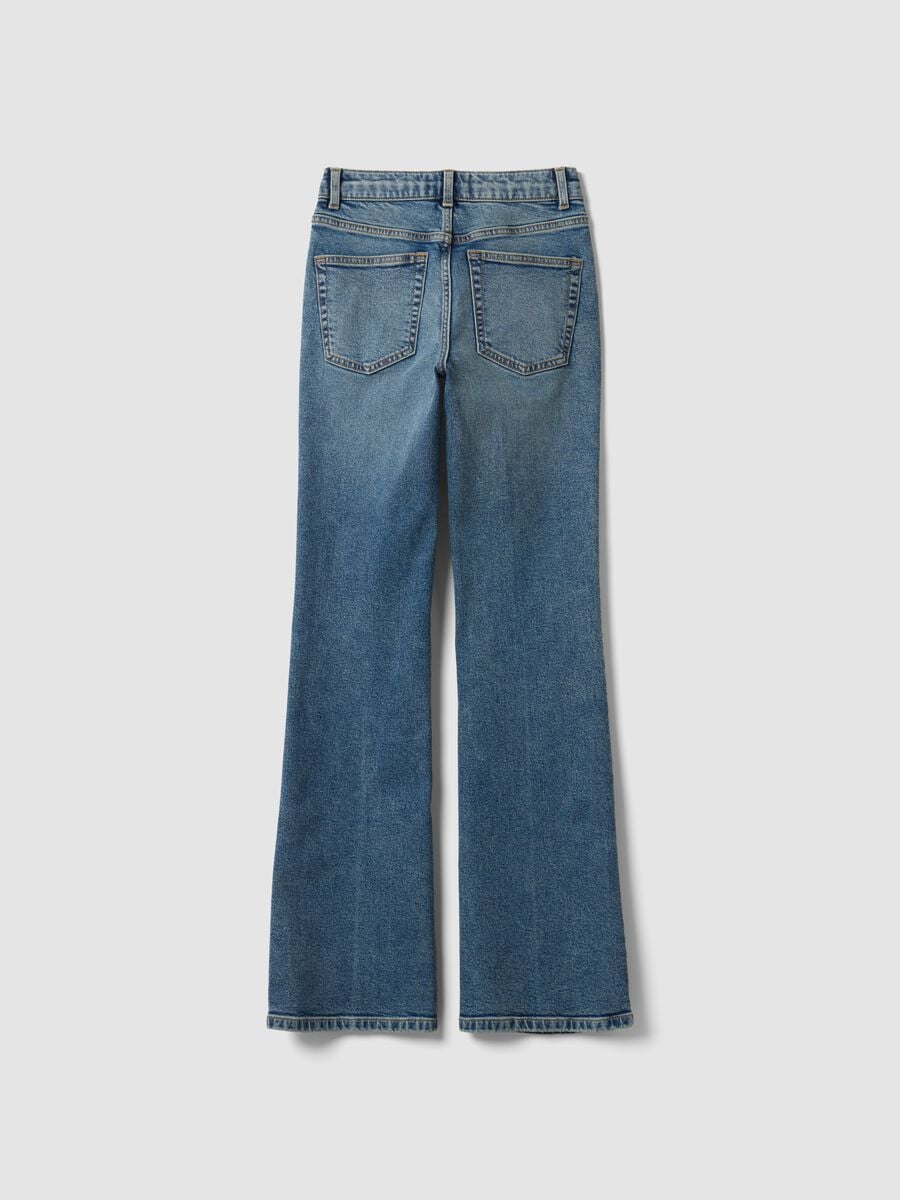 Light Blue Stretch Cotton Bootcut Jeans_1