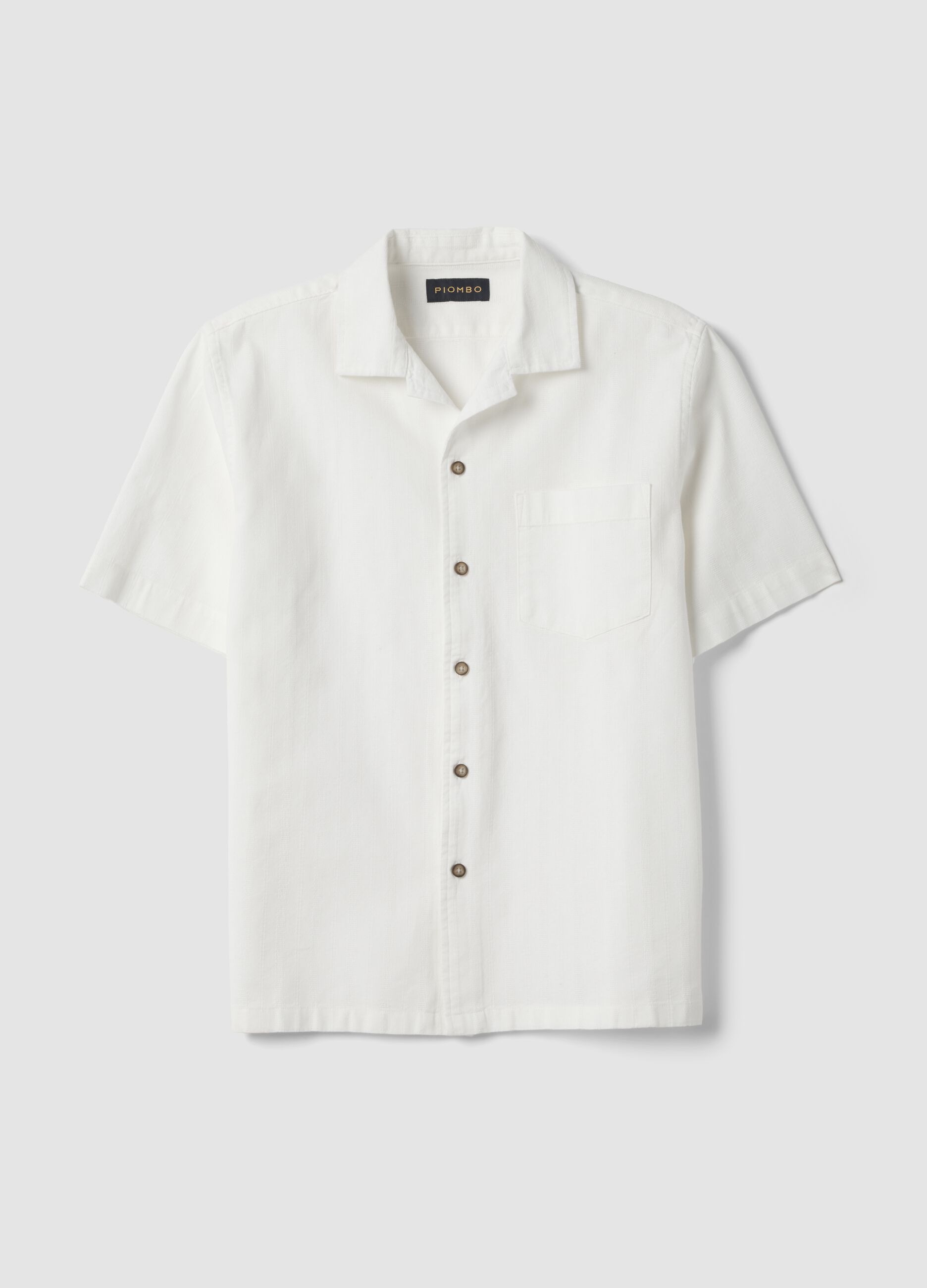 White regular-fit pure cotton shirt with stripes and chest pocket