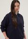 Blue stretch viscose hoodie regular fit with zip_0