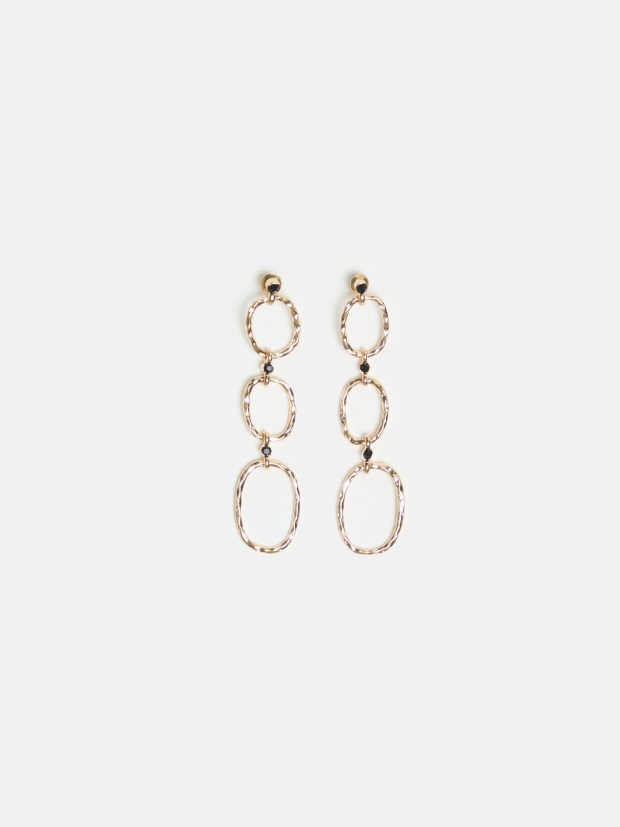 Pendant earrings with chain and diamantés _0