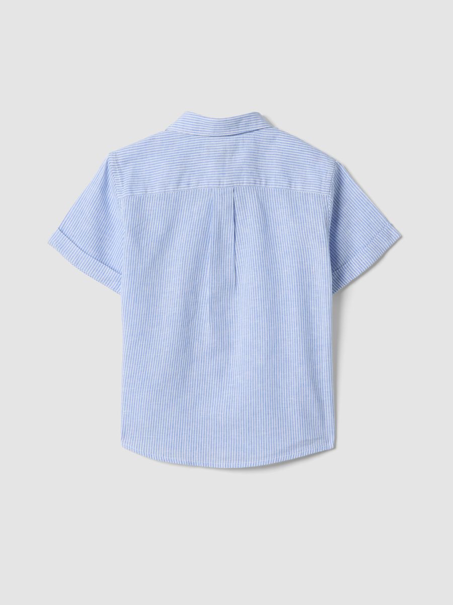 Boys&rsquo; light blue striped linen-cotton blend shirt, regular fit_1