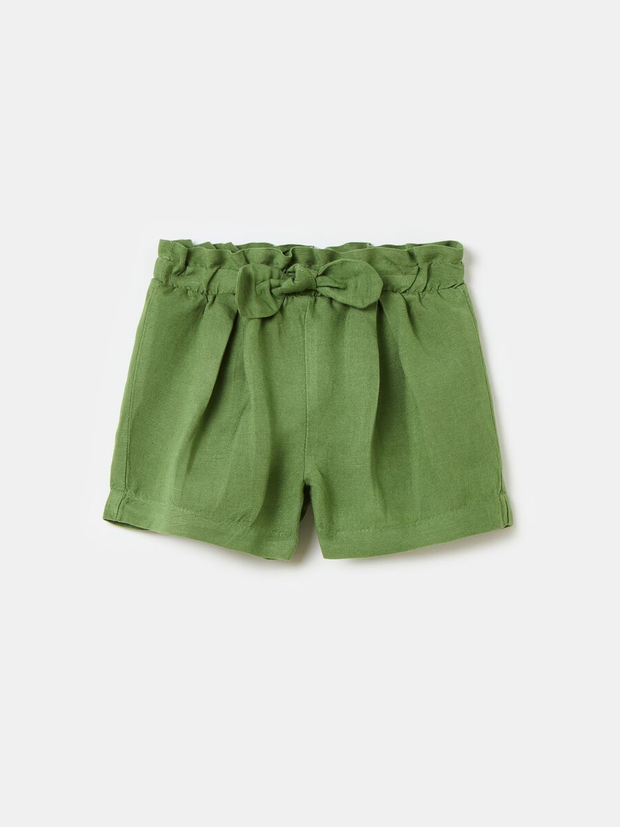 Viscose and ramie shorts with bow_0