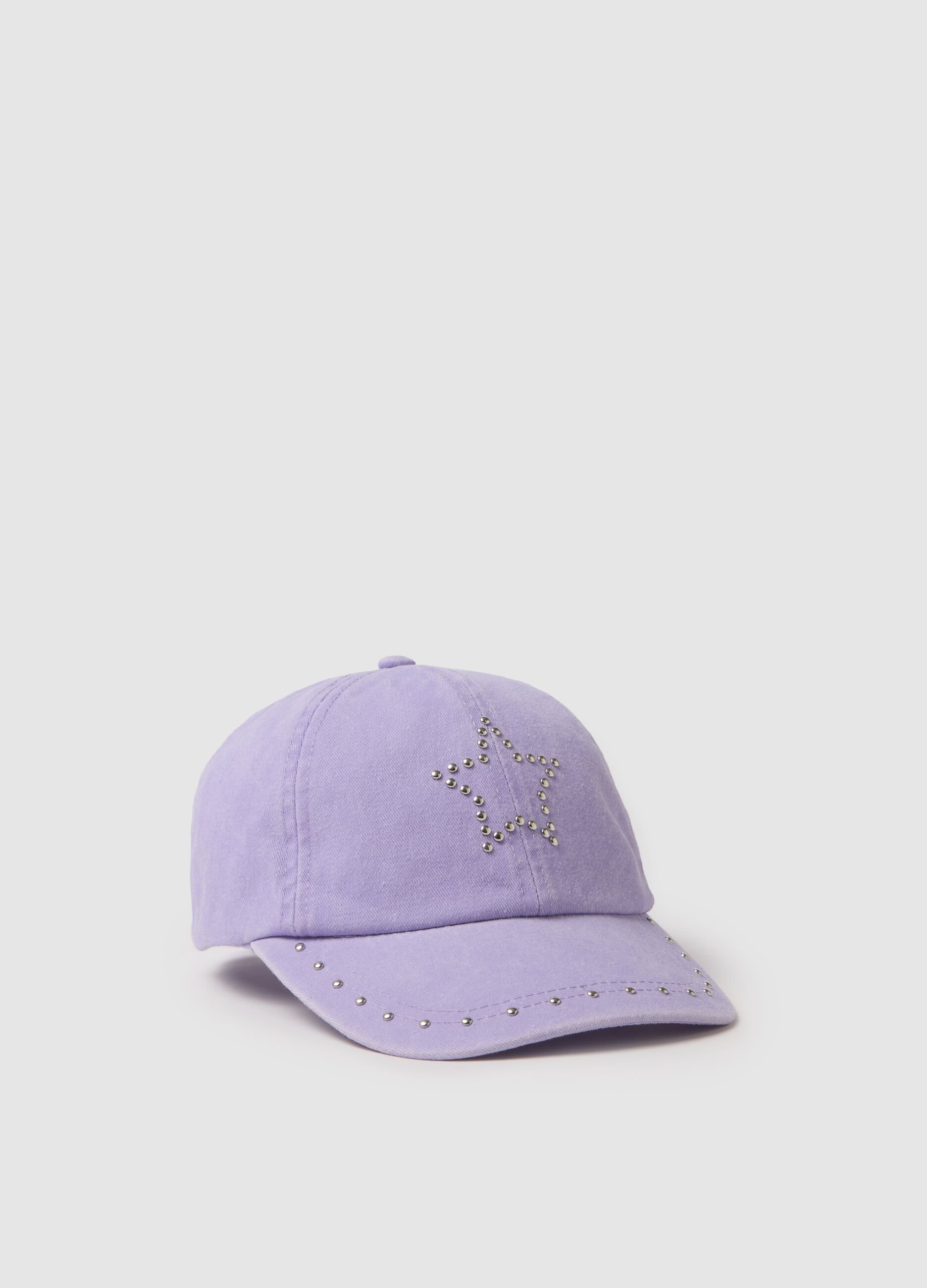 Bon&eacute; roxo de algod&atilde;o para meninas com estrelas e strass