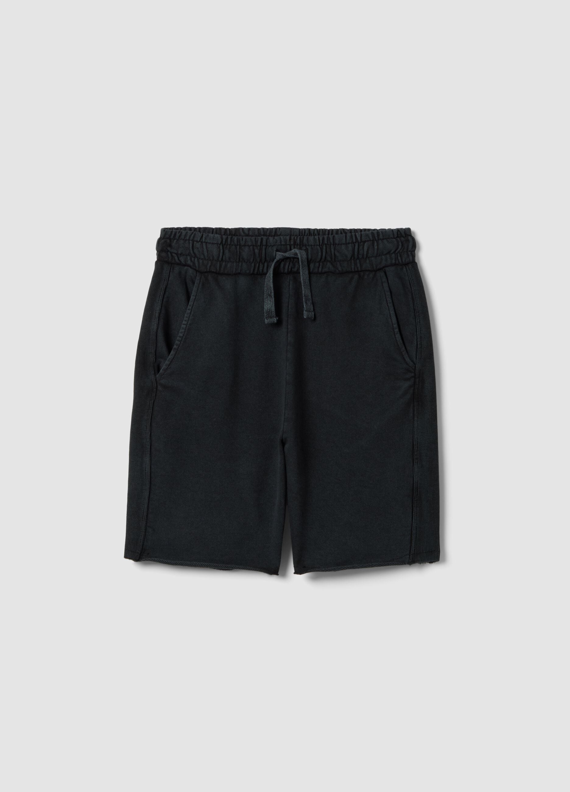 Black pure cotton shorts with elasticated waist