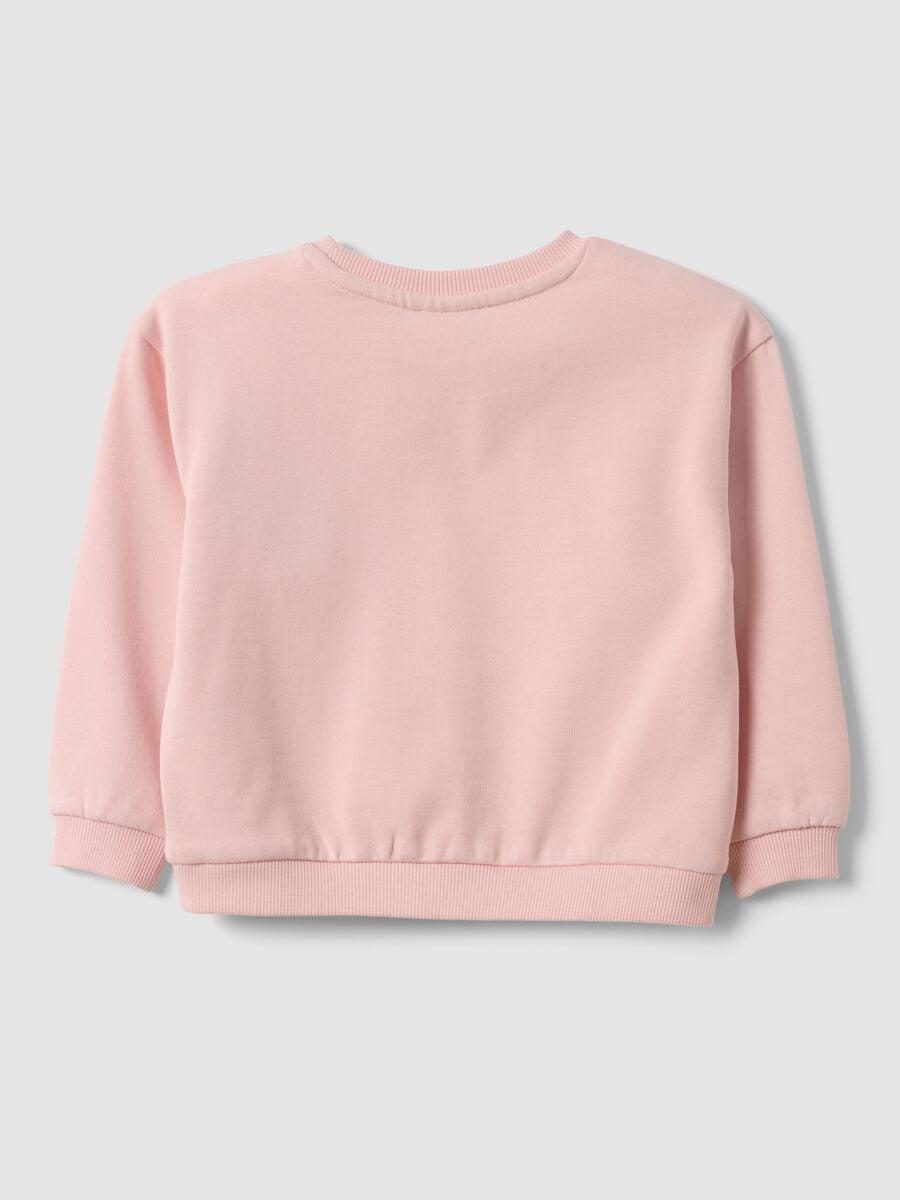 Pink oversized pure cotton sweatshirt with heart print for baby girl_1