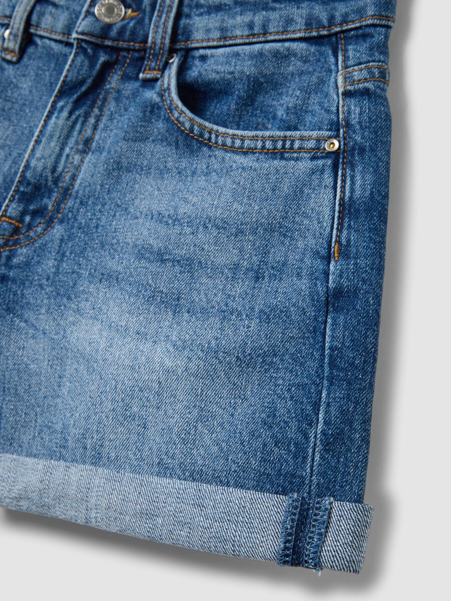 Blue stretch cotton denim shorts_1