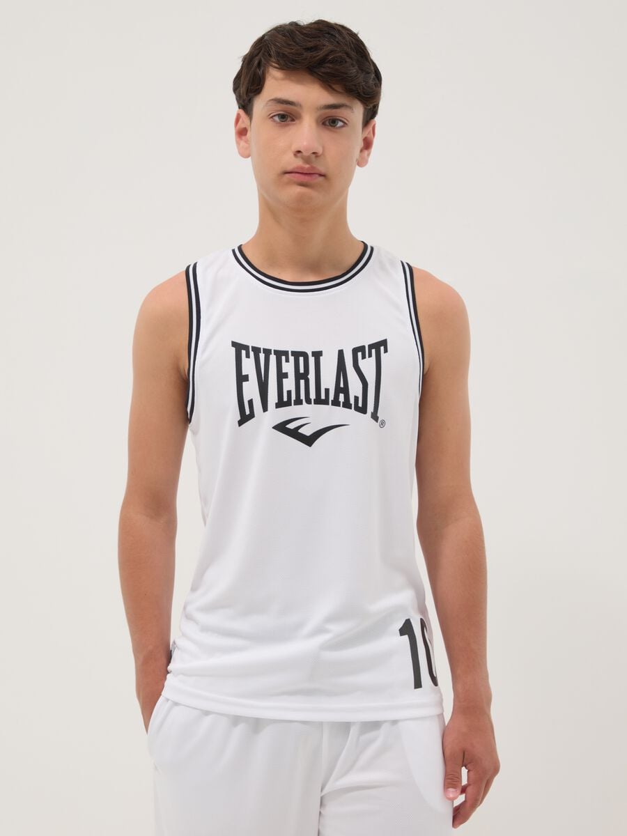 Camiseta de tirantes blanca para ni&ntilde;o, corte regular con ribetes en contraste, estilo oversize_0